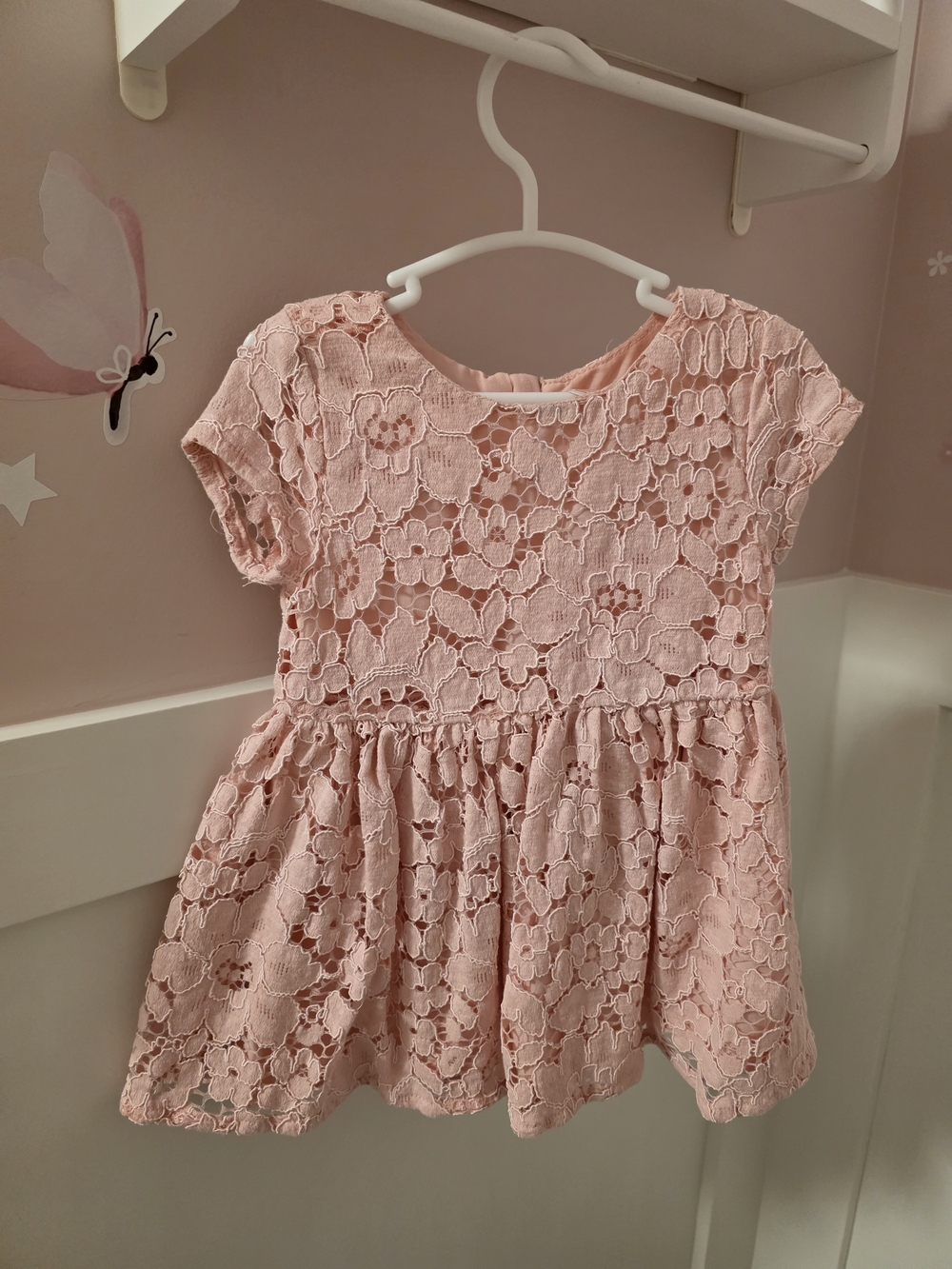 Joe Fresh Pink Lace Short Sleeve Dress